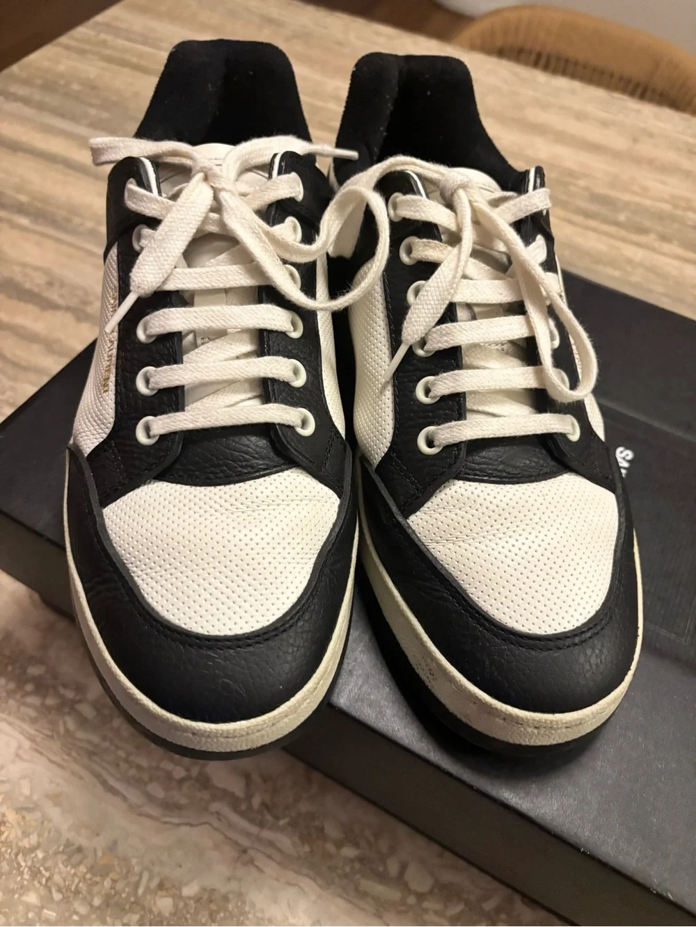 Saint Laurent White and Black Low-Top Sneakers